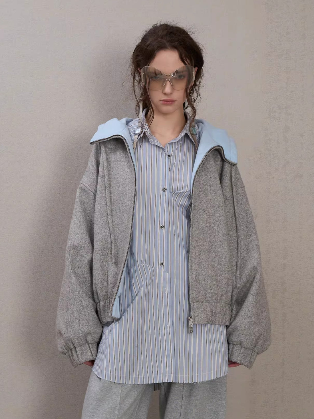 Wool-Blend Hooded Varsity Jacket