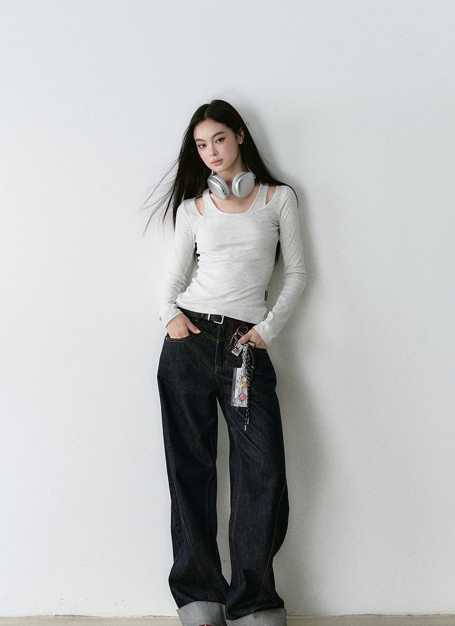 Structured Vintage-Dyed Jeans