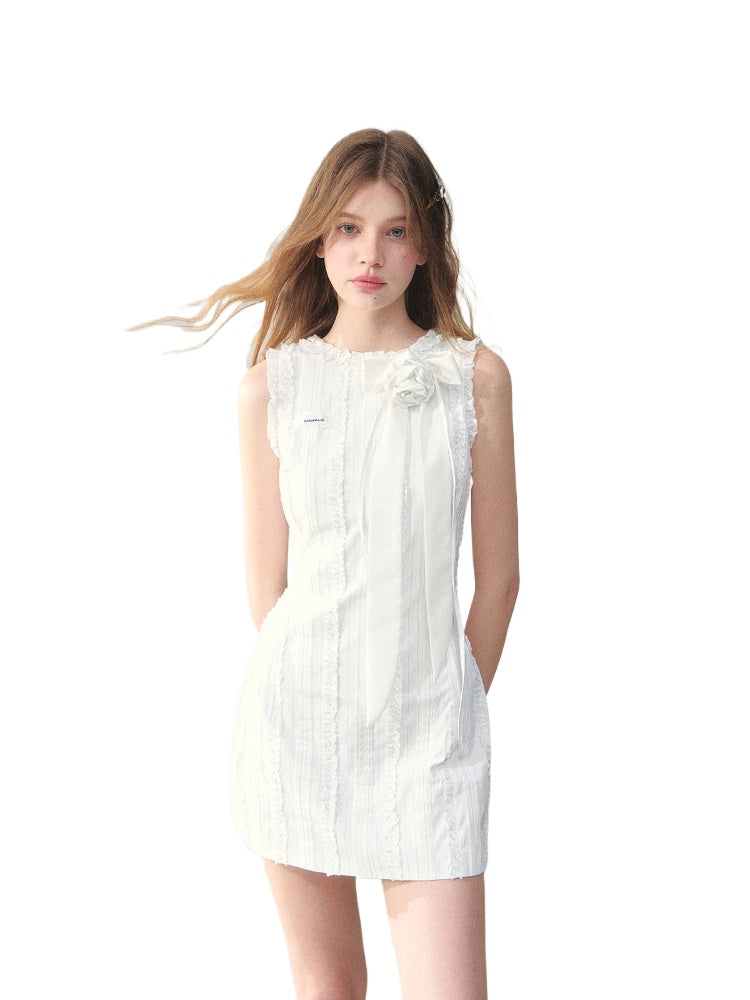 Vertical Striped Lace Dress