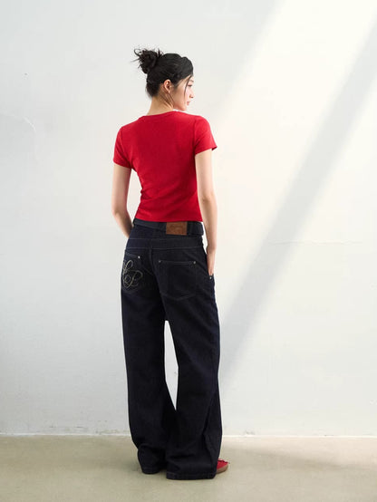 Slogan Graphic Red Cropped T-Shirt