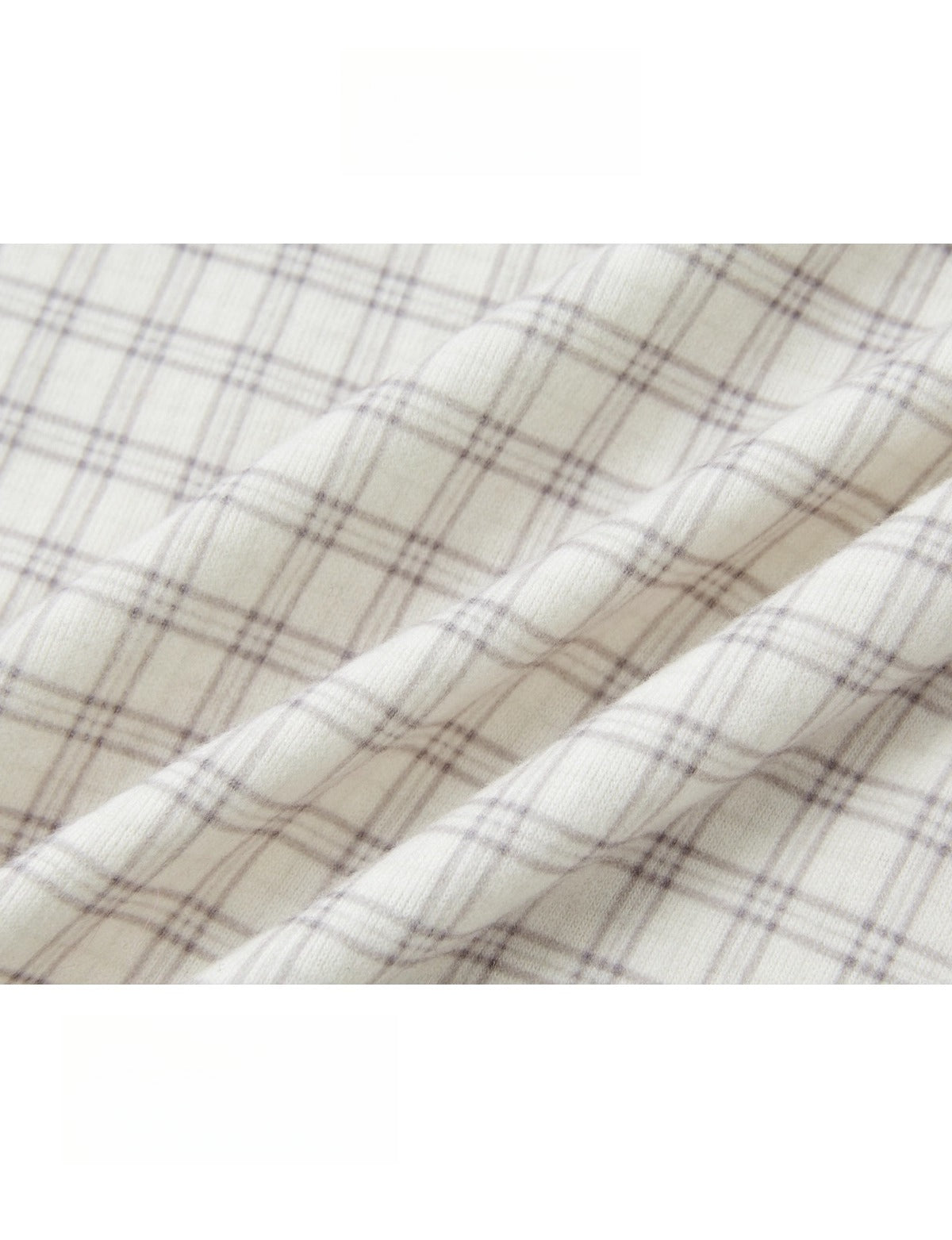 Velvet-Touch Plaid Draped Off-Shoulder Long Sleeve T-Shirts