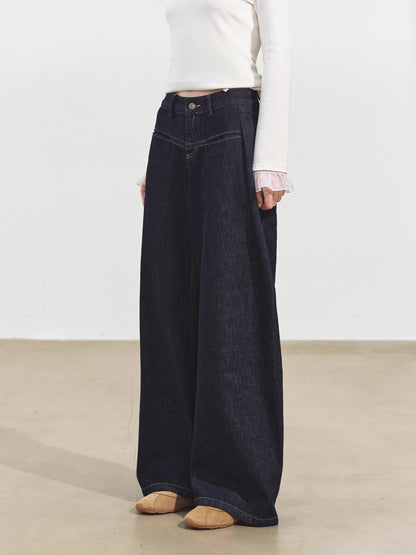 Raw Denim Pleated Banana Pants