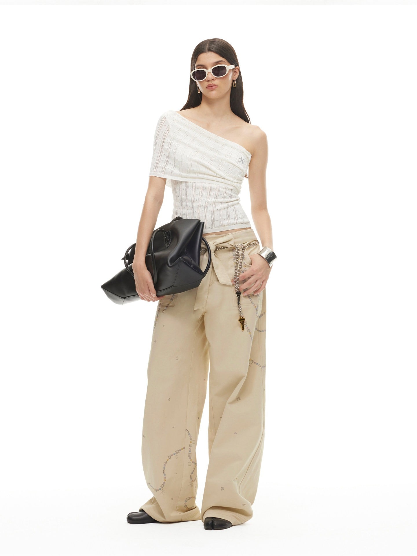 Beverly Relaxed Twill Wide-Leg Trousers