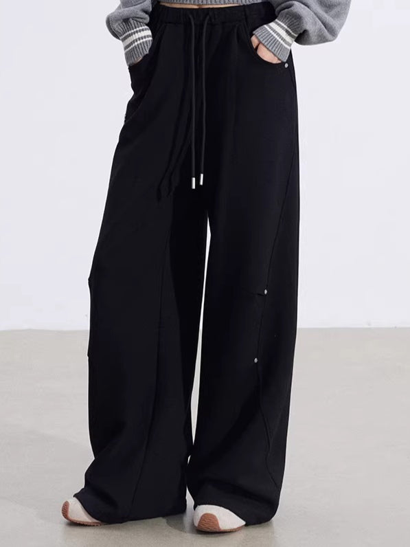Sculpted Drape Curved-Leg Wide Pants