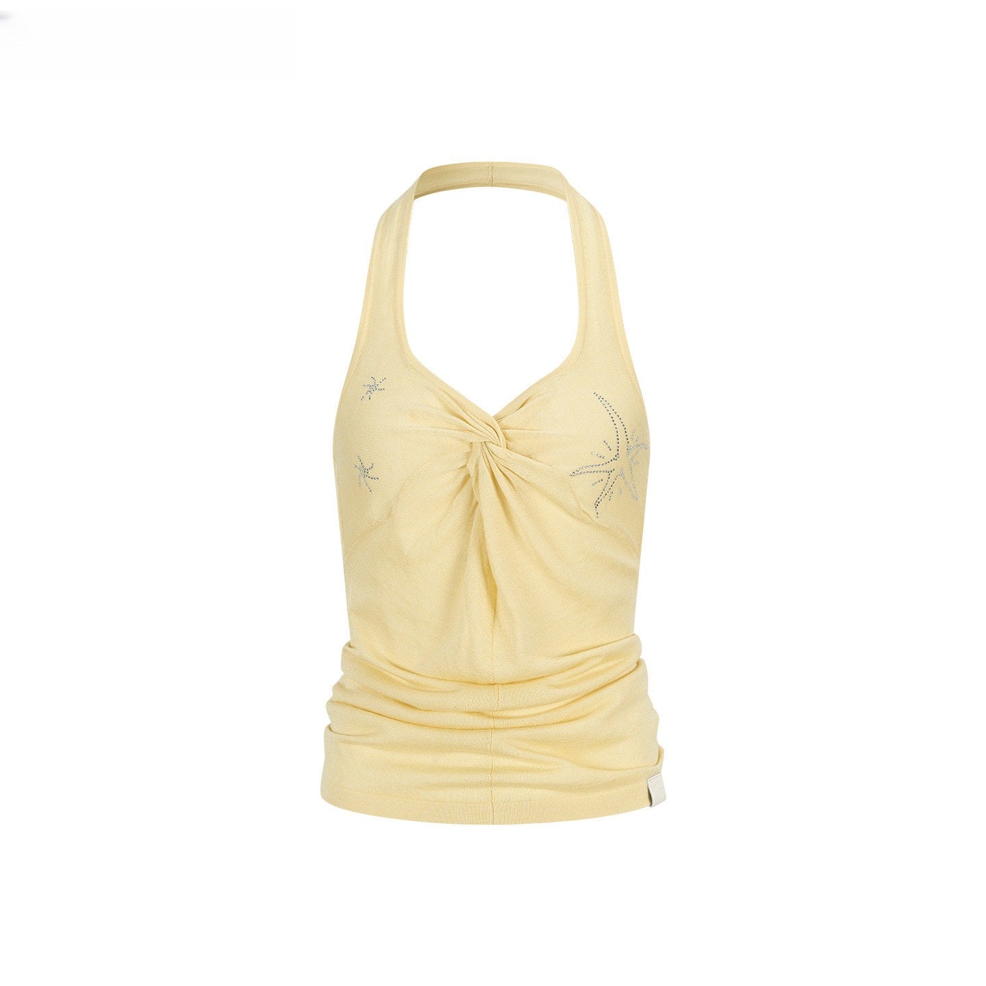 Rhinestone Knot Halter Knit Vest