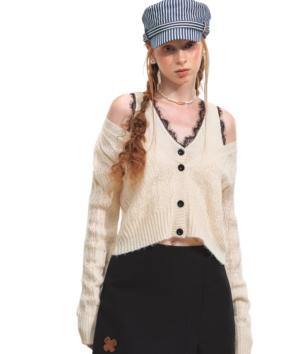 Lace V-Neck Layered Cardigan