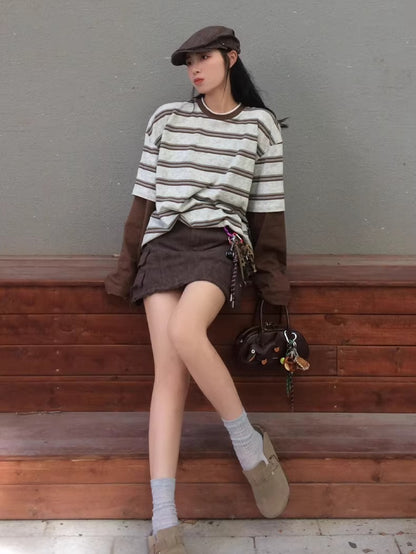 Contrast-Neck Relaxed Patchwork Cotton T-Shirt