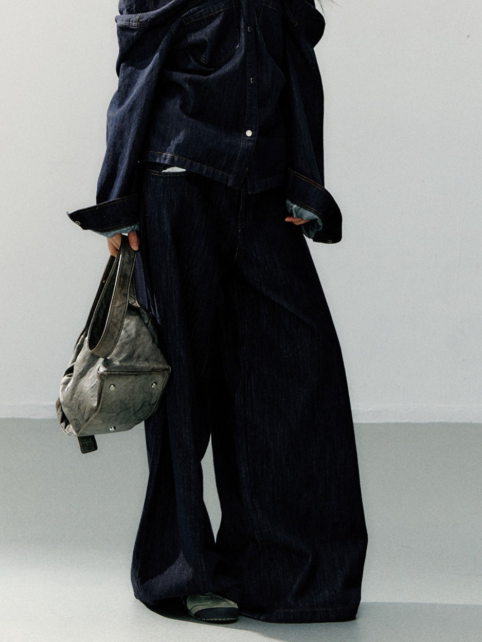 Vintage Wide-Leg Denim Trousers