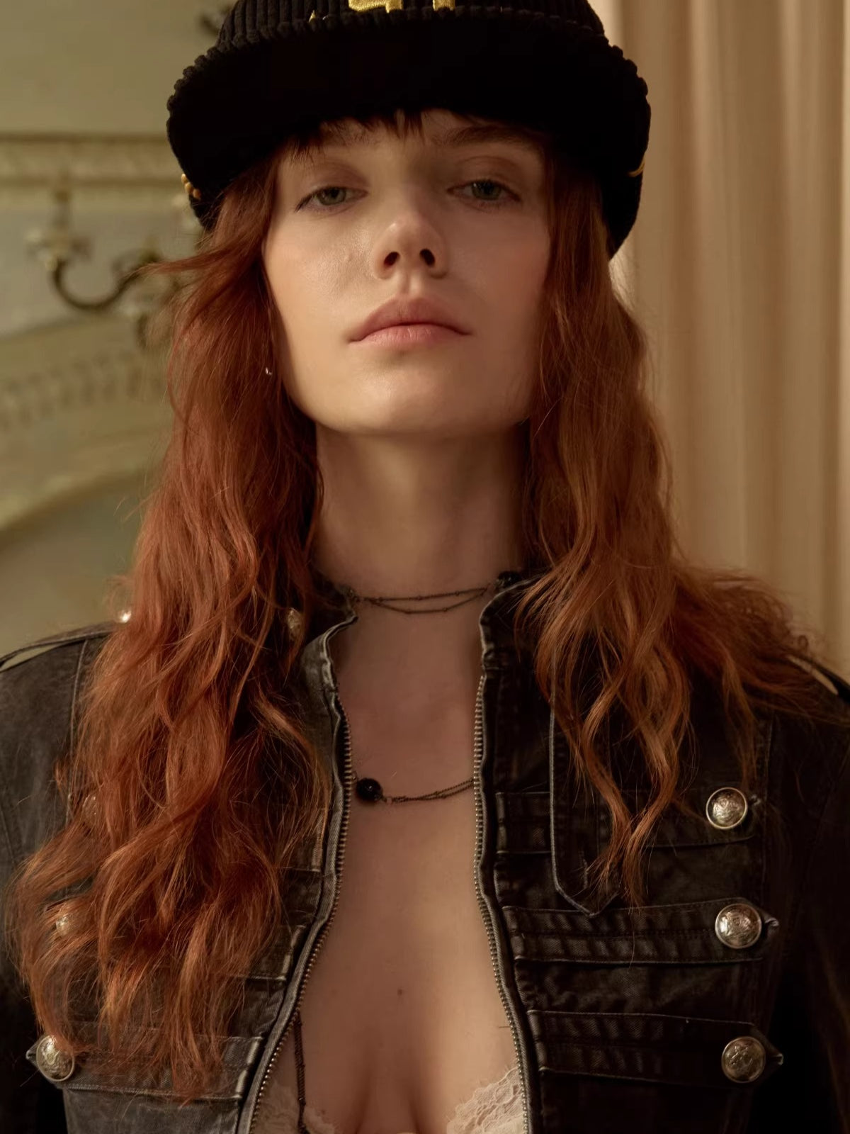 Double-Breasted Distressed Canvas Jacket