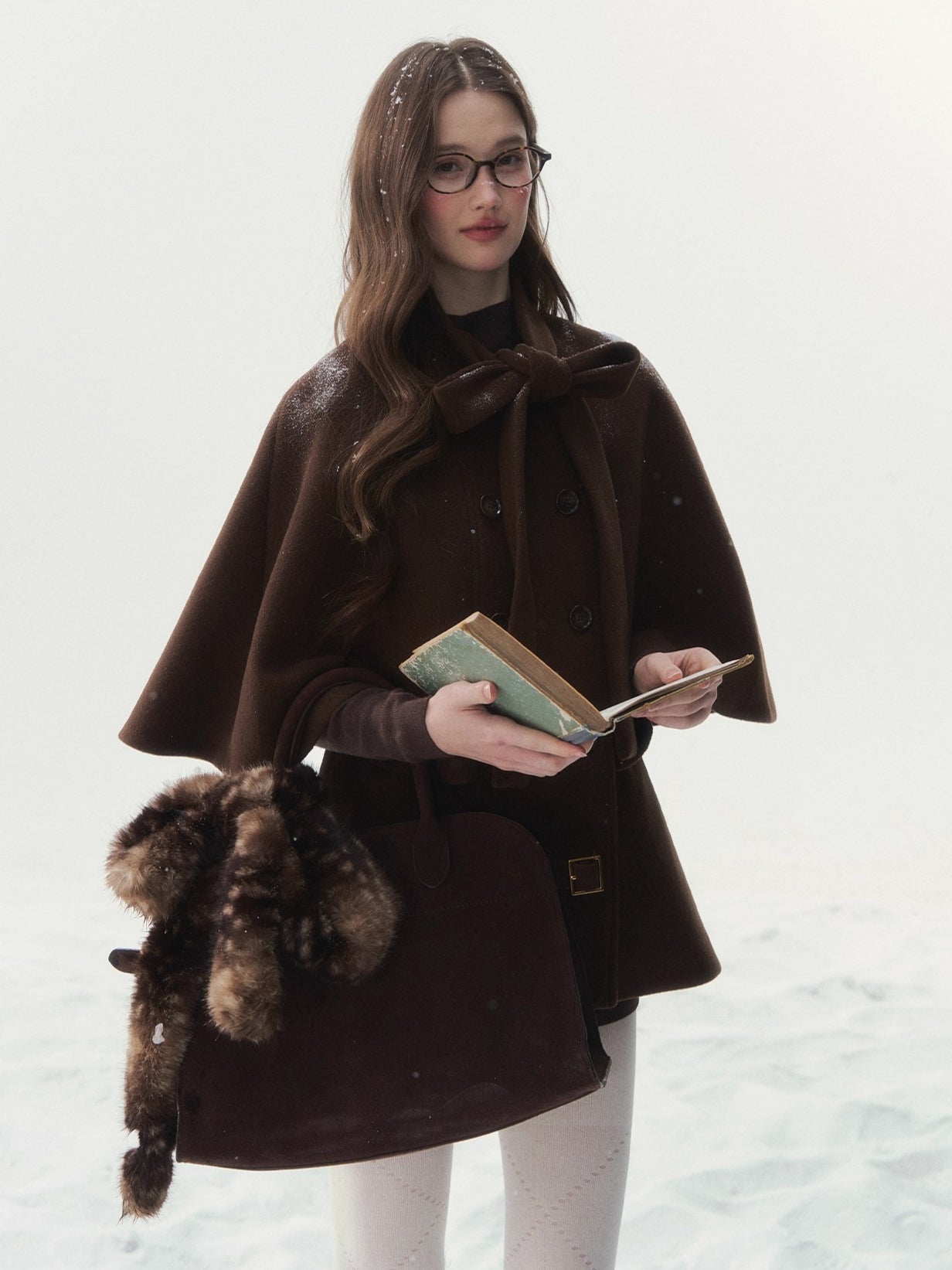 Double-Breasted Bow-Tie Cape Jacket