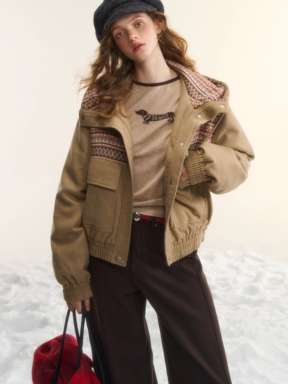 Wool-Blend Hooded Down Jacket