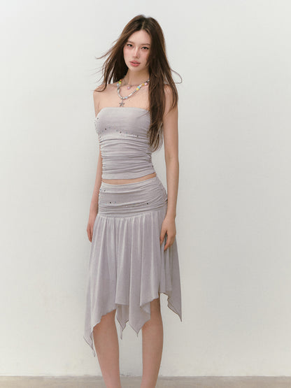 Star Beaded Ruffled Acetate Bustier