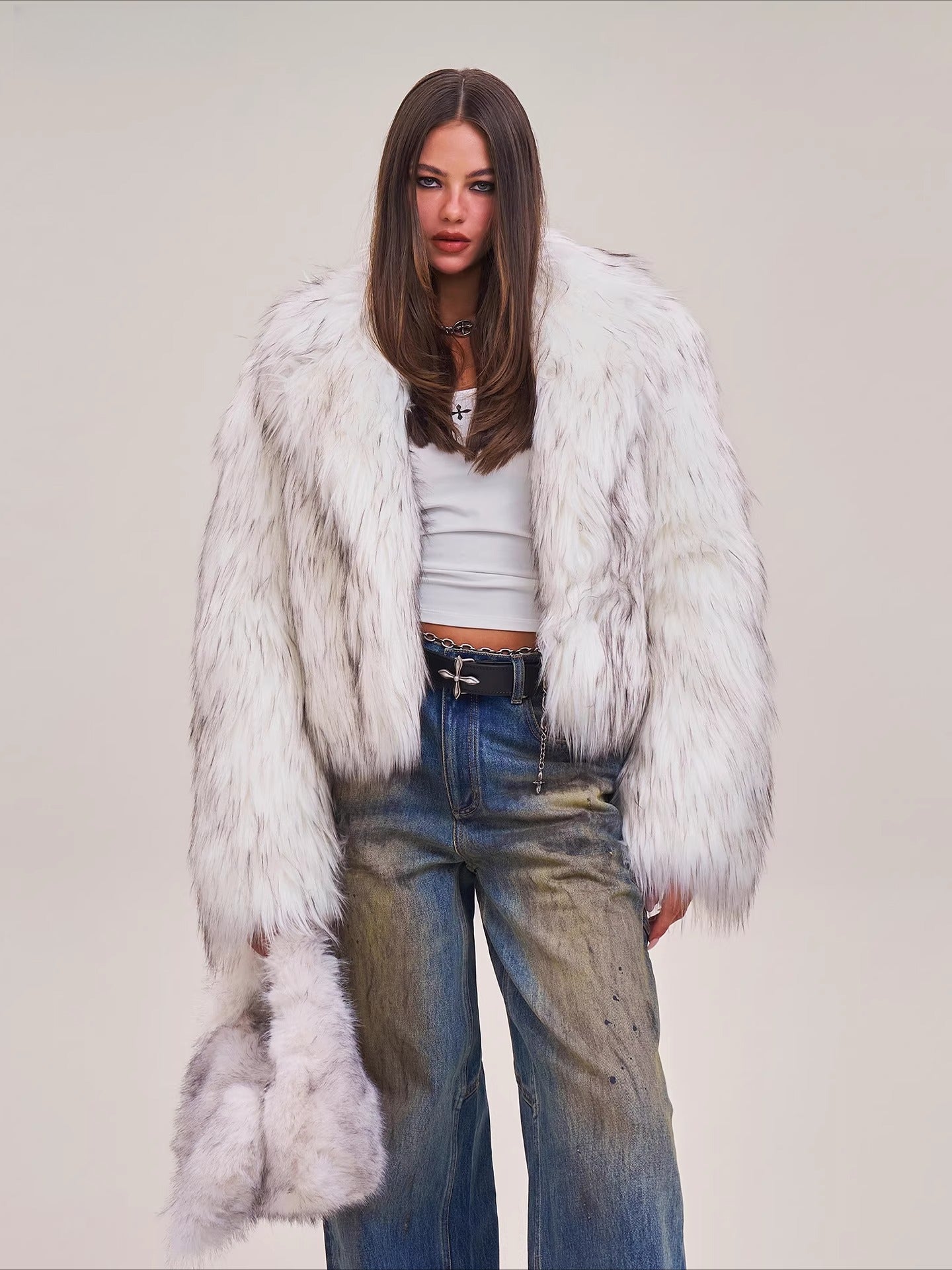 Cross Relic Wilderness Hunter Cropped Faux Fur Jacket