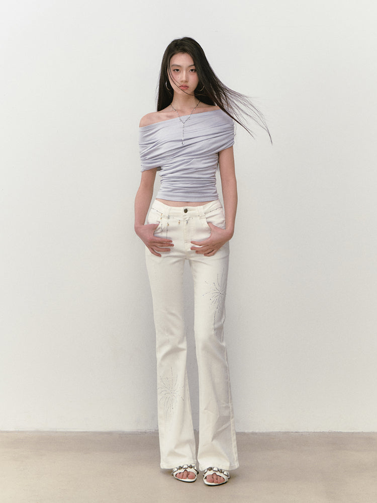 VIA PITTI Rhinestone Off-the-Shoulder Pure-Desire Style T-shirt – view 7
