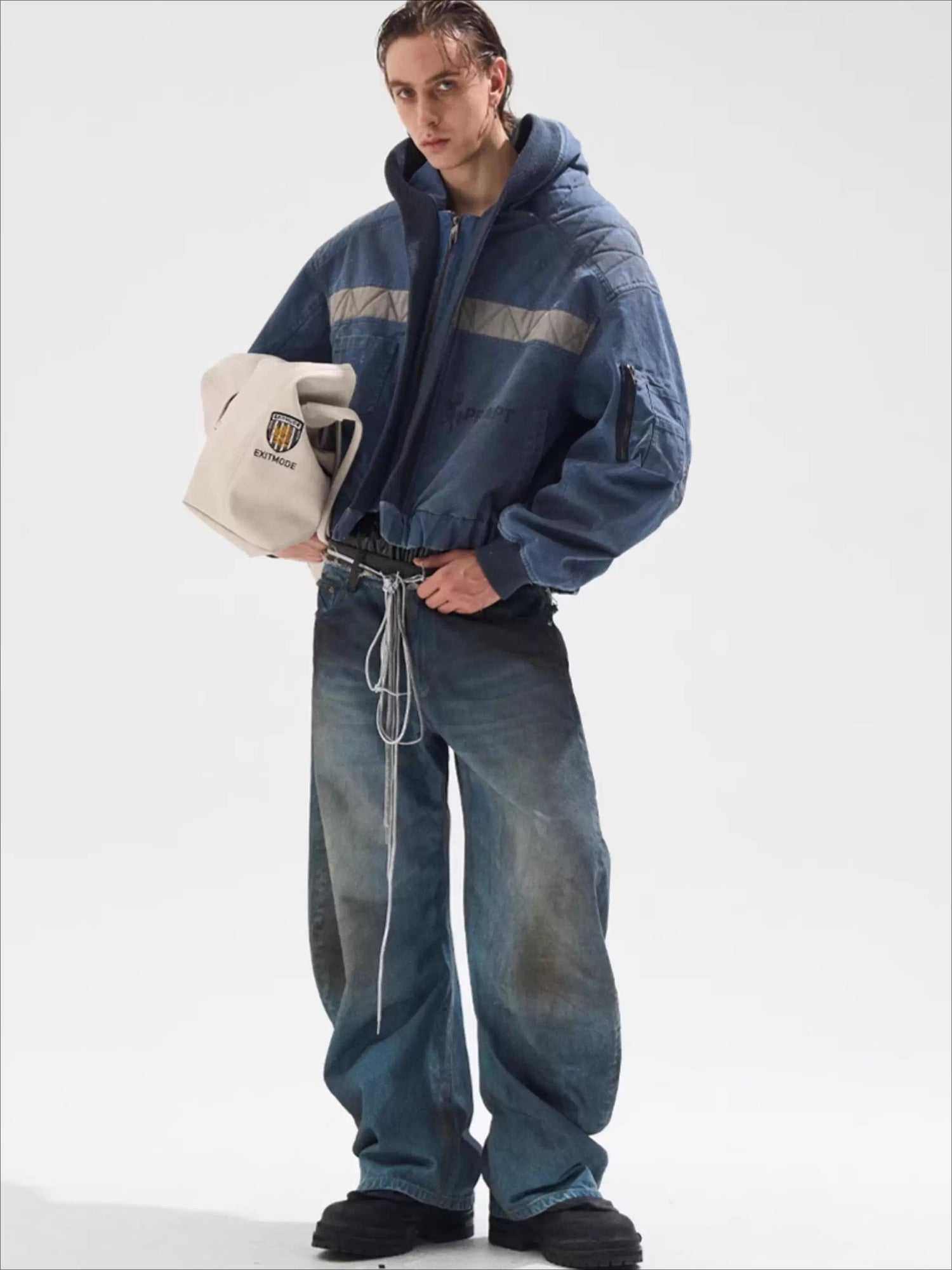 Washed Oversized Utility MA-1 Hooded Jacket