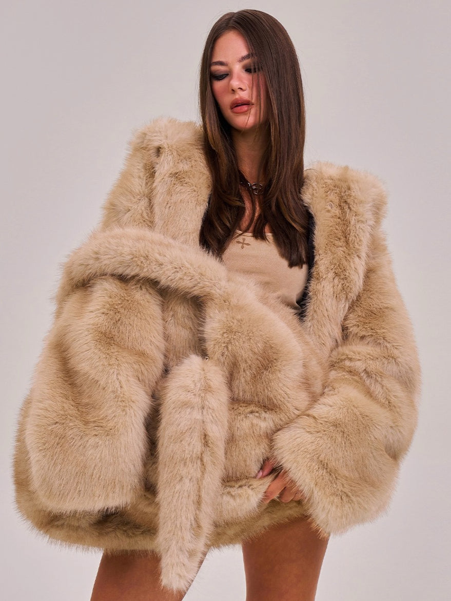 Cross Relic Faux Fur Stone Bag