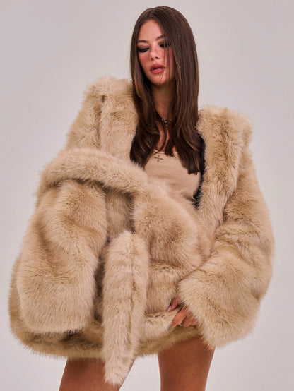 Cross Relic Faux Fur Stone Bag