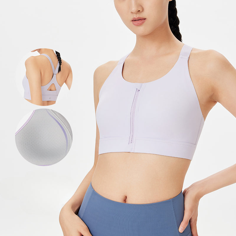 Integrated Molded Cups Front Zip Sports Bra