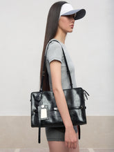 Black Microfiber Leather Water-Repellent Crossbody Bag - CHINASQUAD