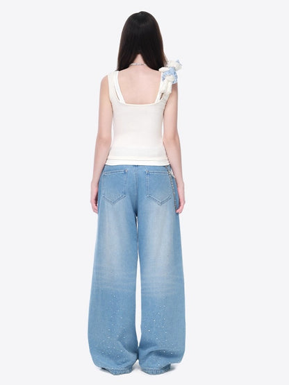Vintage Curved-Leg Denim Jeans