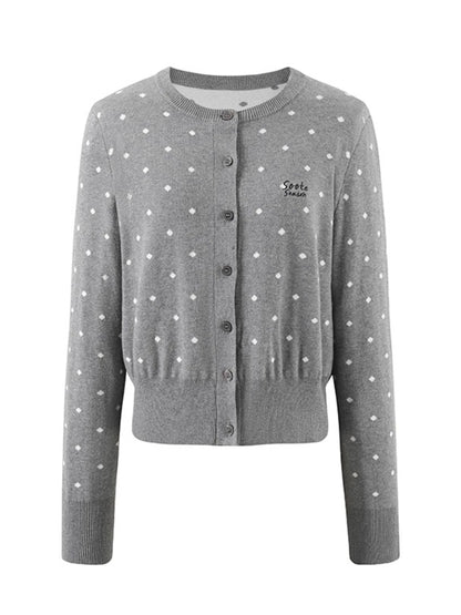 Polka Dot Jacquard Knit Cardigan
