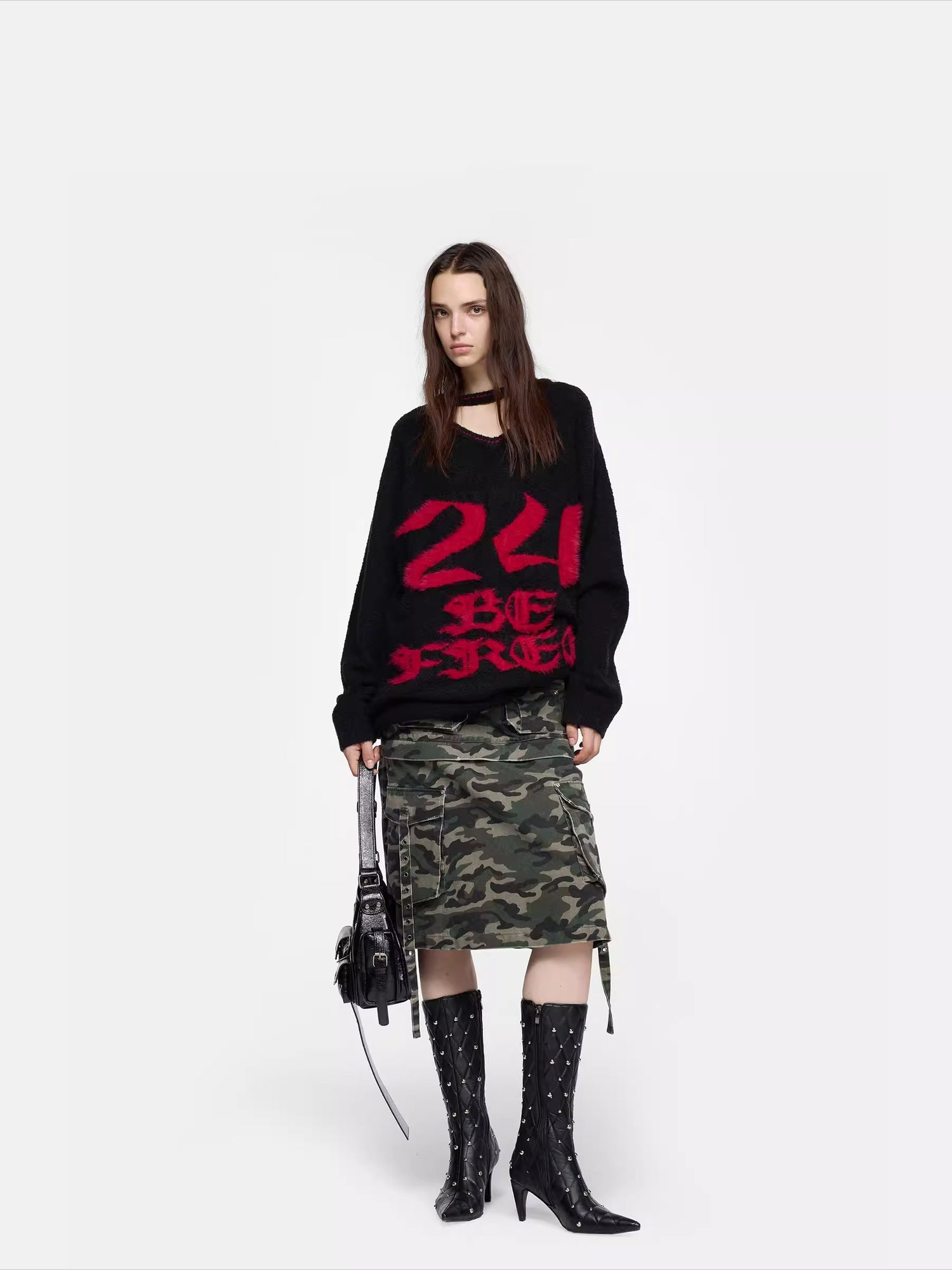 Graphic Oversized Knit Sweater