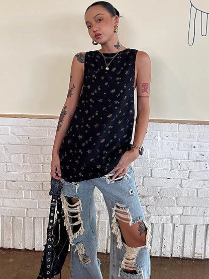 Relaxed Sleeveless Mid-Length Tank Top