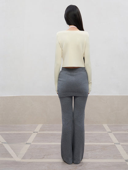 Spun Long-Sleeve Knit Cardigan