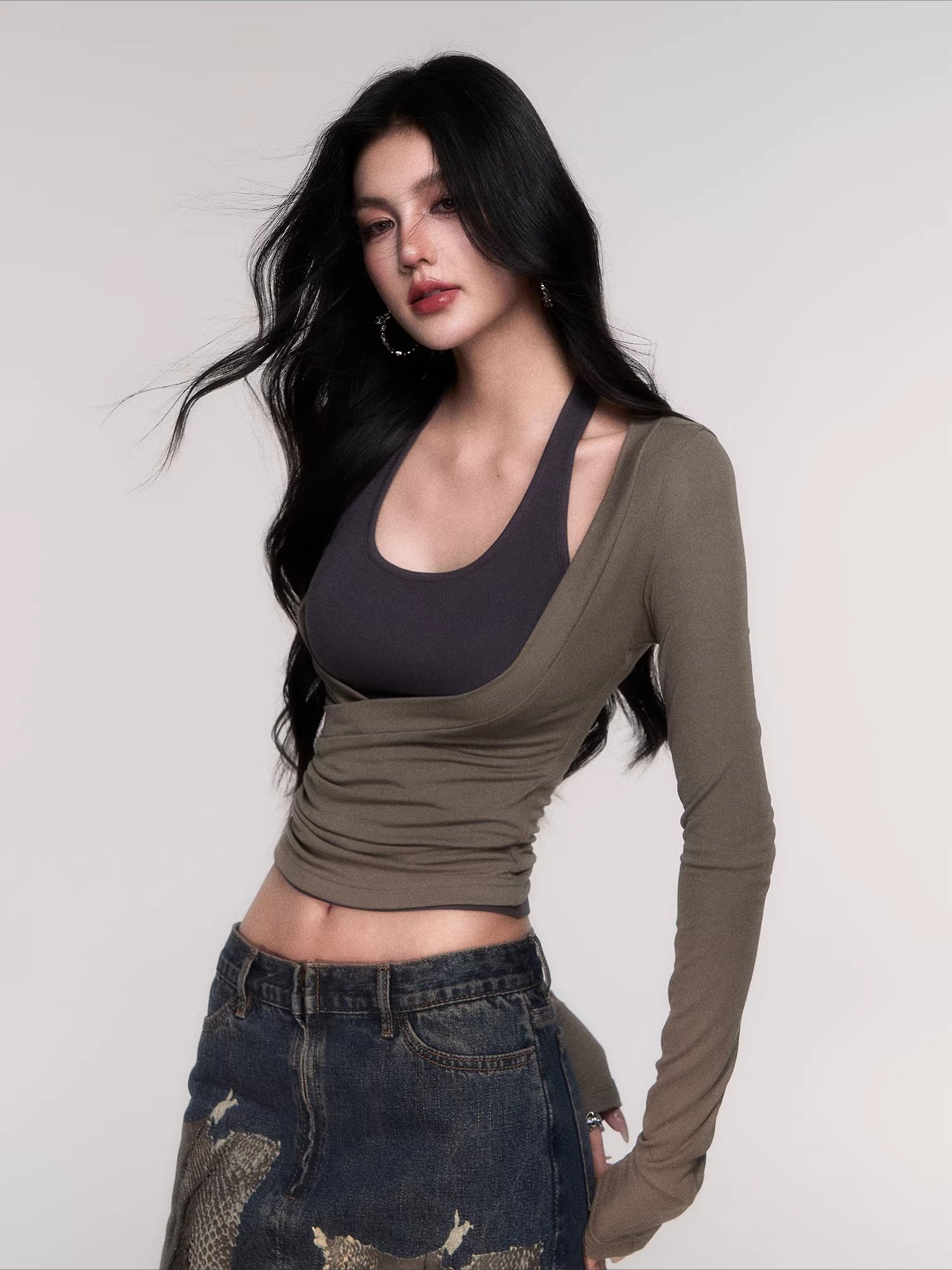 Layered Long-Sleeve Slim-Fit T-Shirt Set