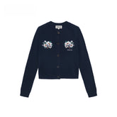 Embellished Wool-Cotton Round-Neck Knit Cardigan - CHINASQUAD