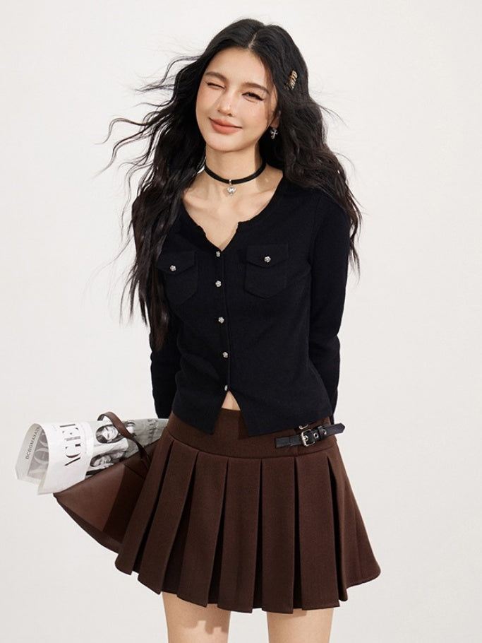 Merino Wool-Blend Ribbed Knit Cardigan