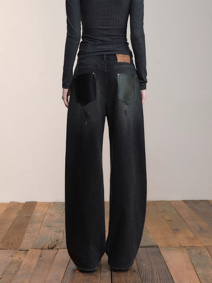 Heavy-Duty Distressed Wide-Leg Jeans - CHINASQUAD