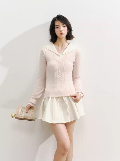 Naval Collar Preppy Girl Knit Crewneck