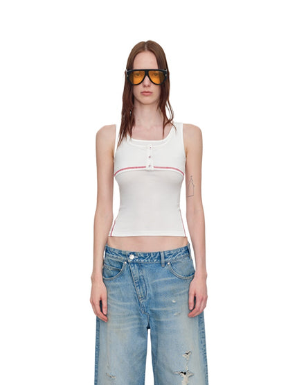 Fake Two-Piece U-Neck Camisole Tank Top