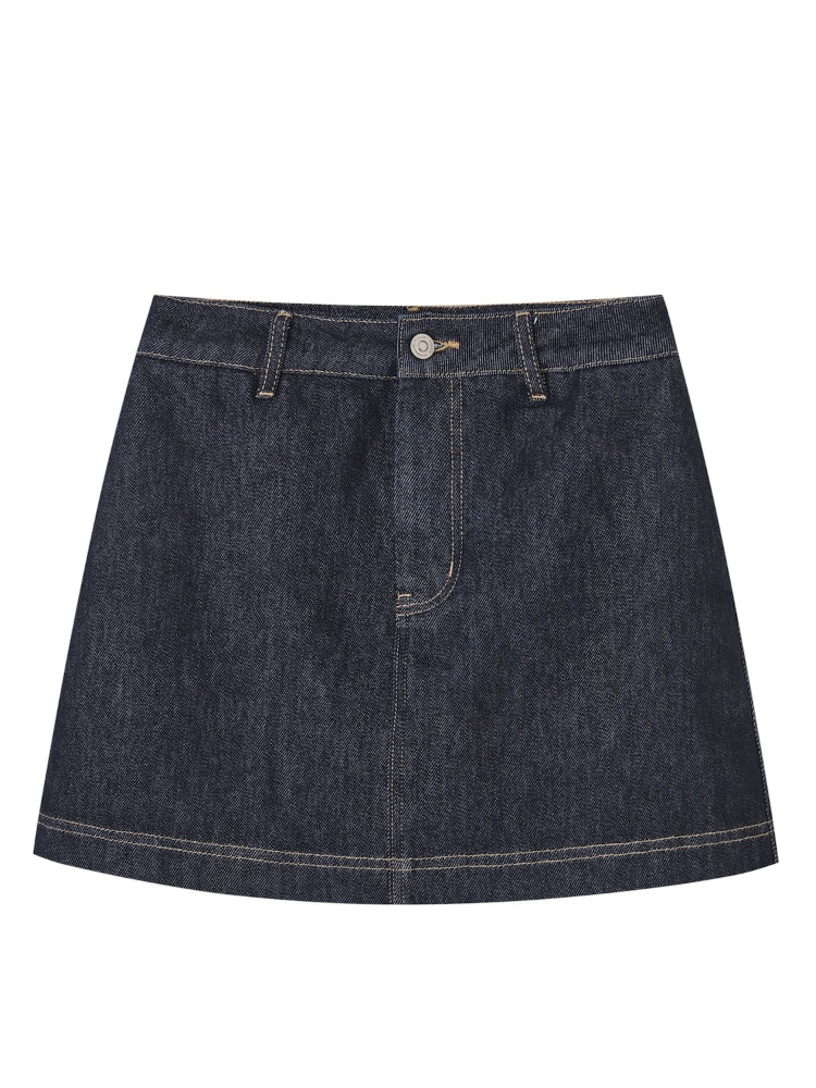 Layered Relaxed Denim Vest &amp; Skirt Set