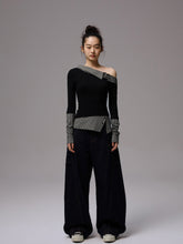 Double Waistband Raw Denim Wide-Leg Jeans - CHINASQUAD
