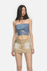 Knitted Denim Embroidered Bandeau Top - CHINASQUAD