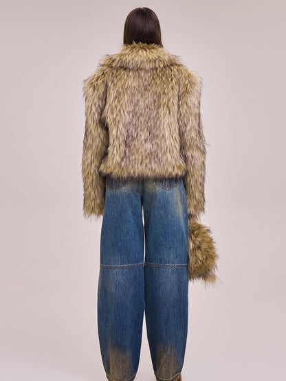 Cross Relic Wilderness Hunter Cropped Faux Fur Jacket