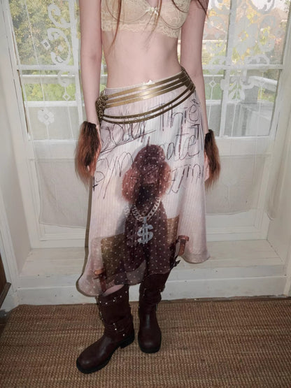 Layered Sheer Chiffon A-Line Midi Skirt