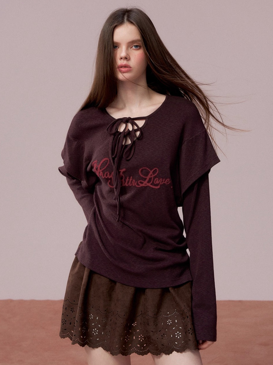 Suede-Touch Embroidered Mini Skirt