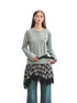 Plaid Lace Patchwork Knit Dress - CHINASQUAD