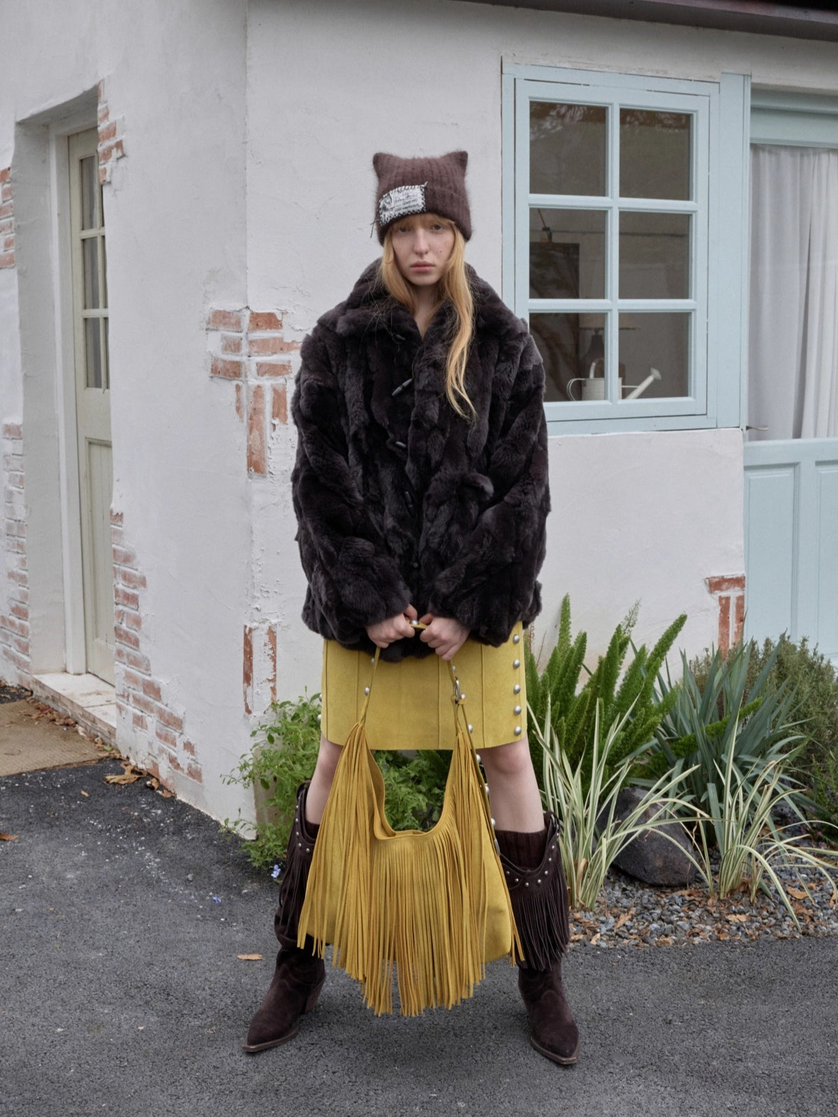 Heavycrafted Rex Rabbit Fur Panel Shirt Jacket