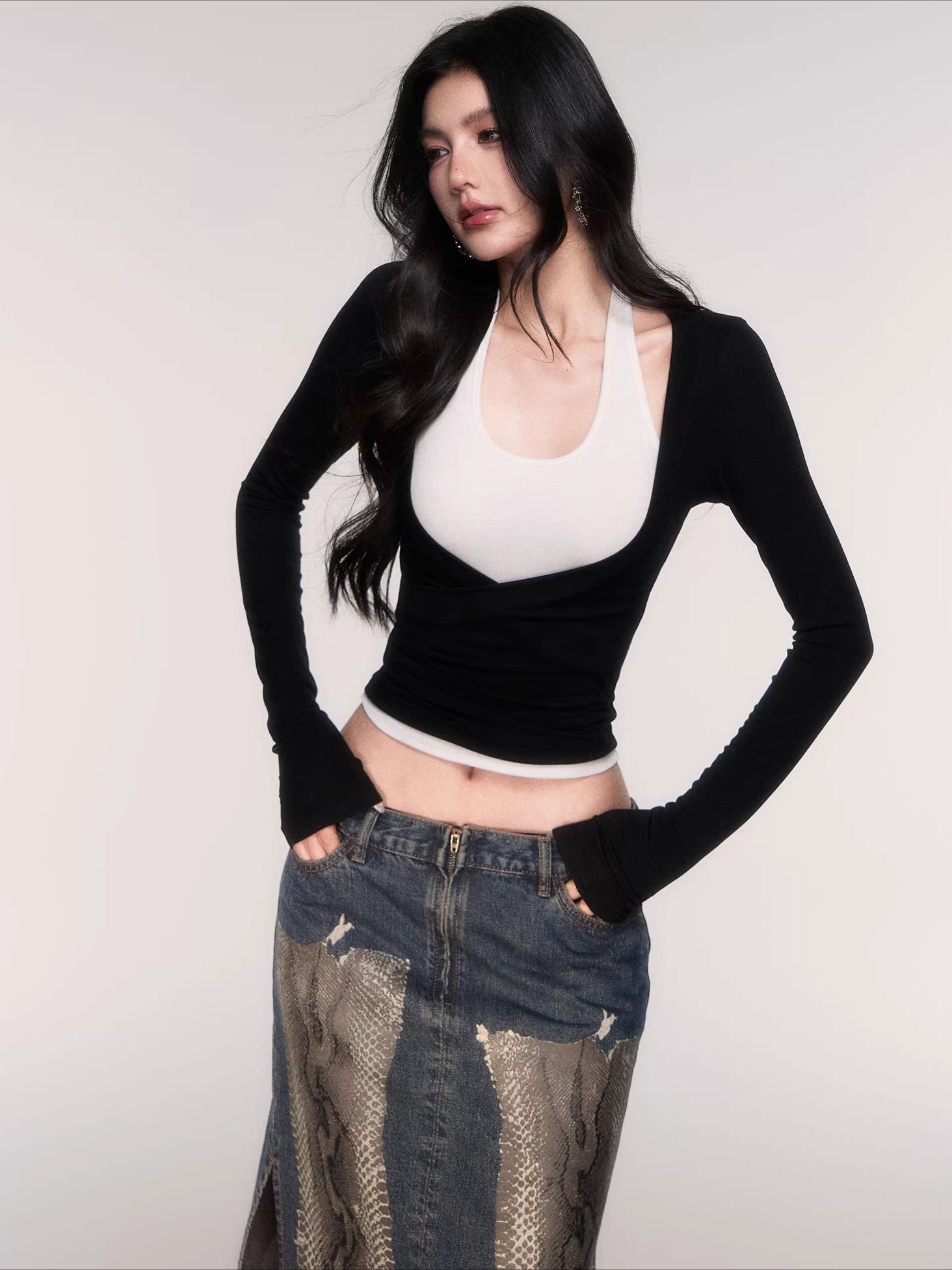 Layered Long-Sleeve Slim-Fit T-Shirt Set