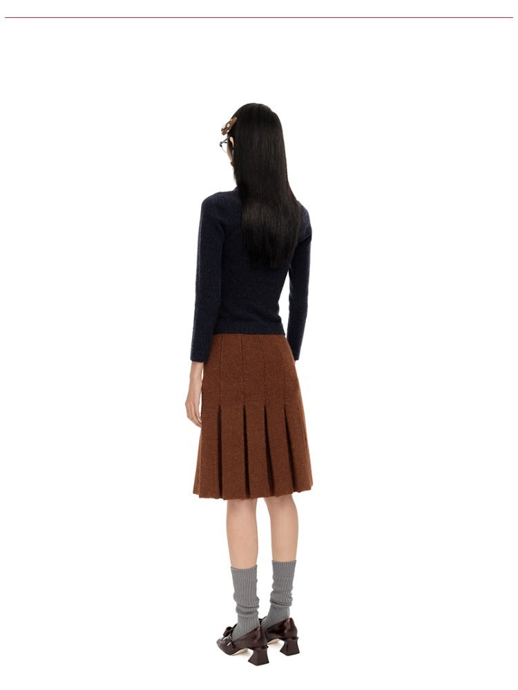 Collared Wool-Blend Fitted Knit Cardigan