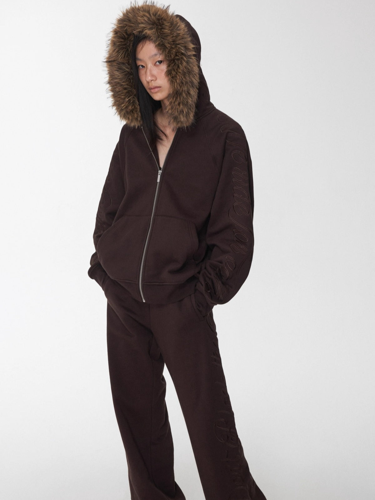 Faux-Fur Sweatshirt &amp; Jogger Set