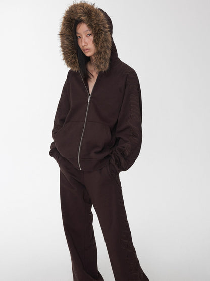 Faux-Fur Sweatshirt &amp; Jogger Set