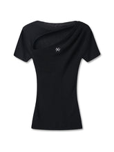 Diagonal Open High-Neck Regular Shoulder T-Shirt - CHINASQUAD