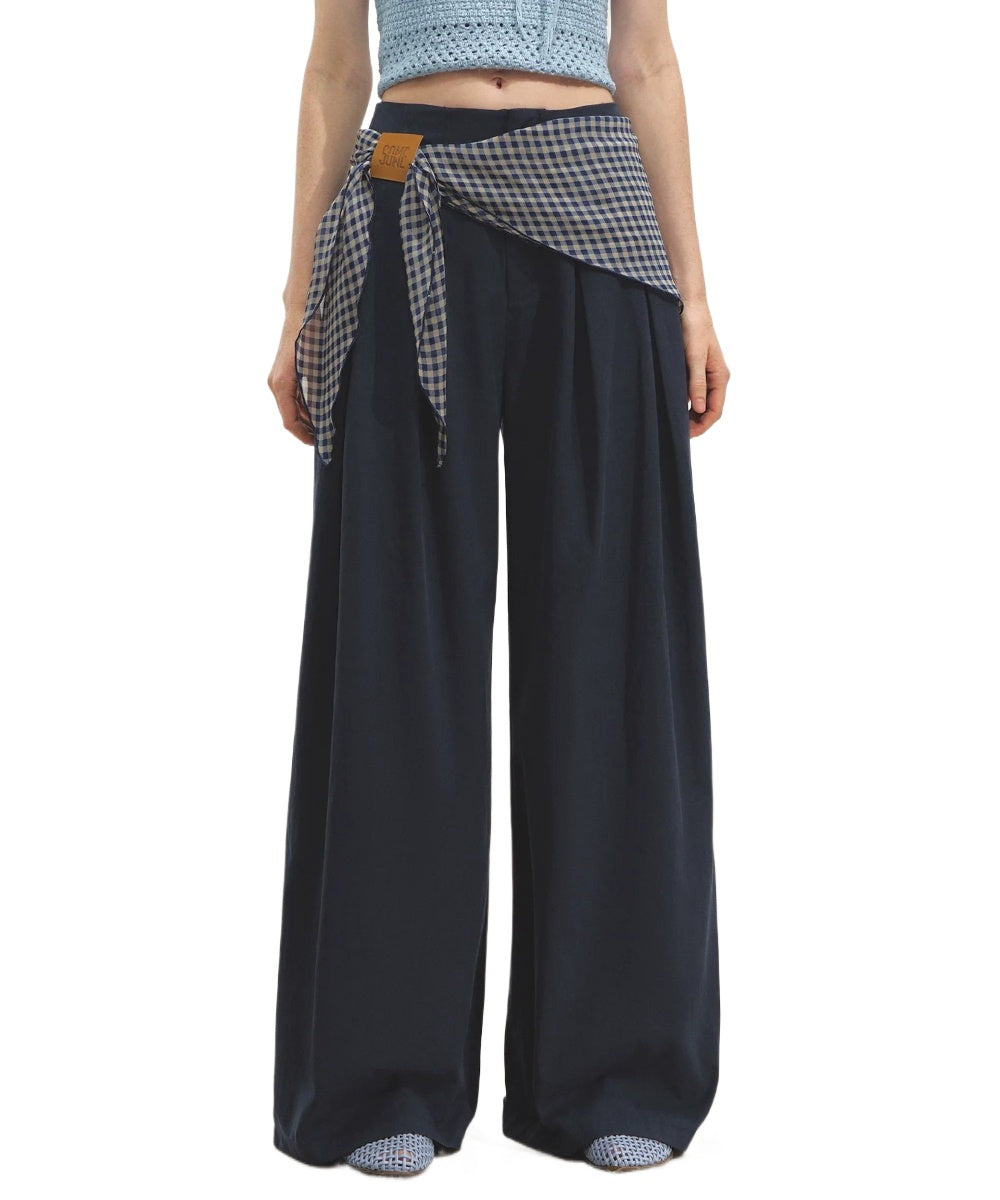 Straight-leg Floor-length Layered Wide-leg Pants