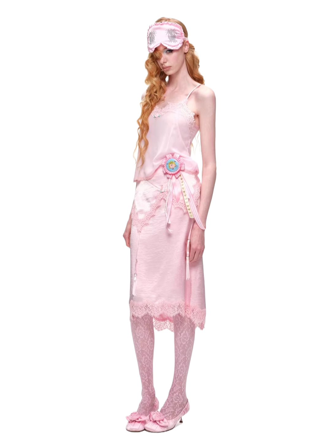 Lace-Trim V-Neck Sheer Camisole