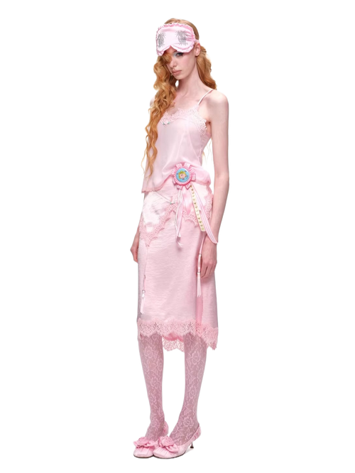 Lace-Trim V-Neck Sheer Camisole